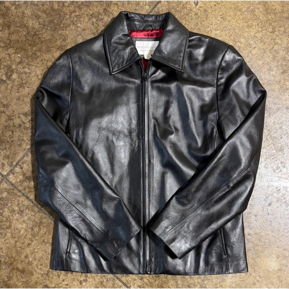 Worthington Women’s Lambskin 100% Leather Black Jacket Size Large